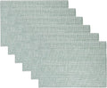Sweet Home Collection 100% Cotton Placemats for Dining Room Rectangle Two Tone Woven Fabric 13" x 19" Soft Durable Table Mat Set, Set of 6, Pale Green