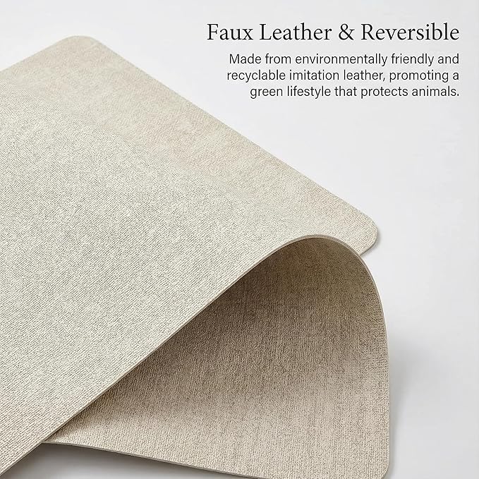 Faux Leather Placemats Set of 6, 17×12 Inch Waterproof Wipeable PU Place Mats Heat Resistant Anti Slip Dining Table Place Mats for Kitchen Dining Indoor & Outdoor Use (Beige)
