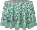 ATOSII Meadow Green 100% Cotton Summer Round Tablecloth, Block Print Table Cloth for Dining, Weddings, Outdoors, Parties I Grand Millenial Farmhouse Coastal Boho Home Decor 60" Inches