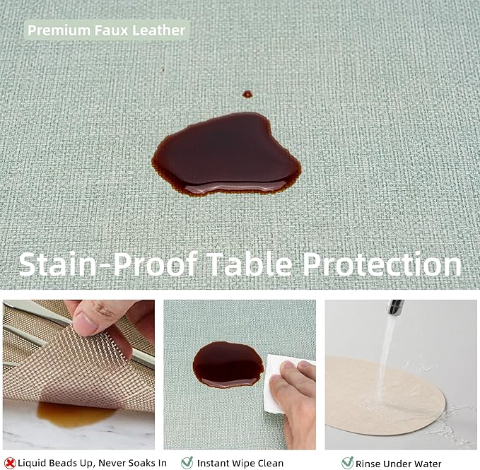 Oval Placemats for Dining Table Set of 4, Washable Leather Table Mats, Waterproof Heat-Resistant Non-Slip Kitchen Placemats, Simple Style Oval Design