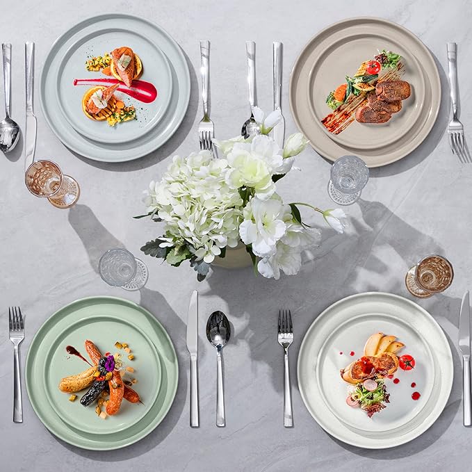 LIANYU 6Pcs Stoneware Dinner Plates, 10.5 Inch Large Porcelain Plates Set, Kitchen Ceramic Serving Dishes Set for Dining, Microwave, Oven & Dishwasher Safe, Scratch Resistant, Glacier Gray