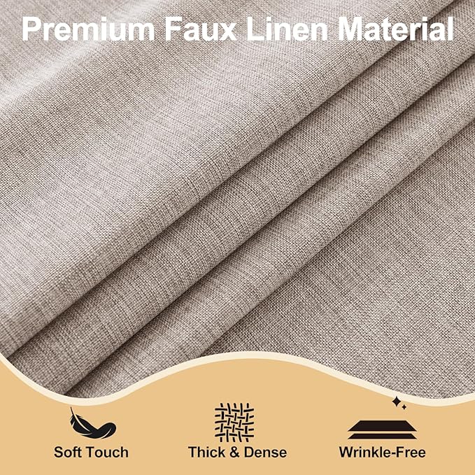 JIUZHEN Round Table Cloth Faux Linen Farmhouse Tablecloth Wrinkle and Stain Resistant Decorative Fabric Table Cover for Kitchen, Dining Room, Parties and Camping, Stone, 120 Inch Round