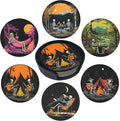 Halloween Skull Coasters Leather Round Drink Coasters 6 Pcs Set with Holderor for Cup Drink Coffee Table Bar Home Decor