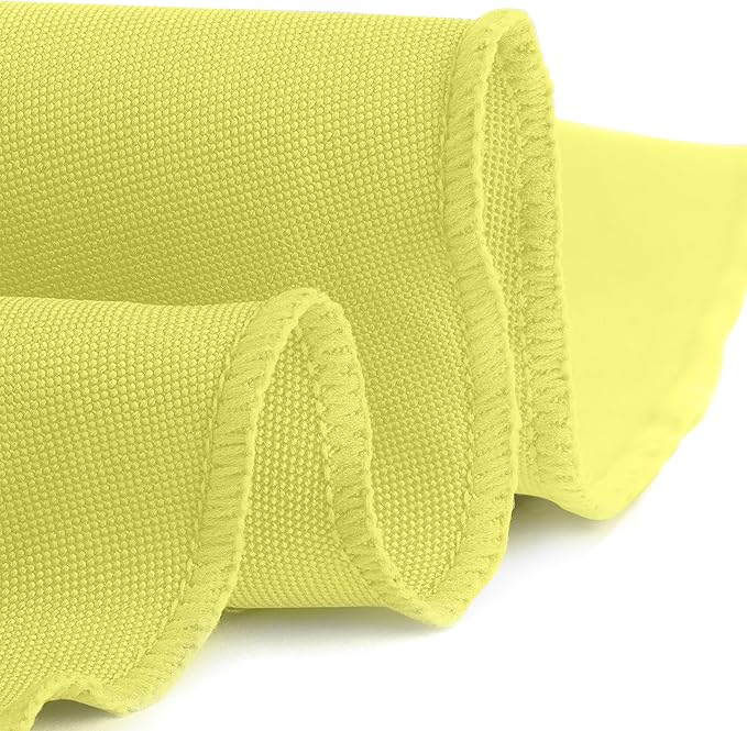 Gee Di Moda Round Tablecloth - 132 Inch Yellow Round Table Cloth for 72 to 96 Inch Round Tables - Heavy Duty Washable Fabric - for Buffet Table, Holiday Party, Dinner, Wedding & Baby Shower