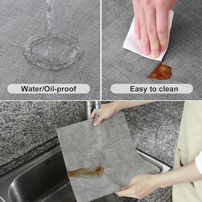 Homaxy Faux Leather Heat Resistant Placemats for Dining Table Set of 8, Waterproof Wipeable Washable PU Table Mats, Easy to Clean Anti-Slip Place Mats, 11.8" x 17", Light Grey