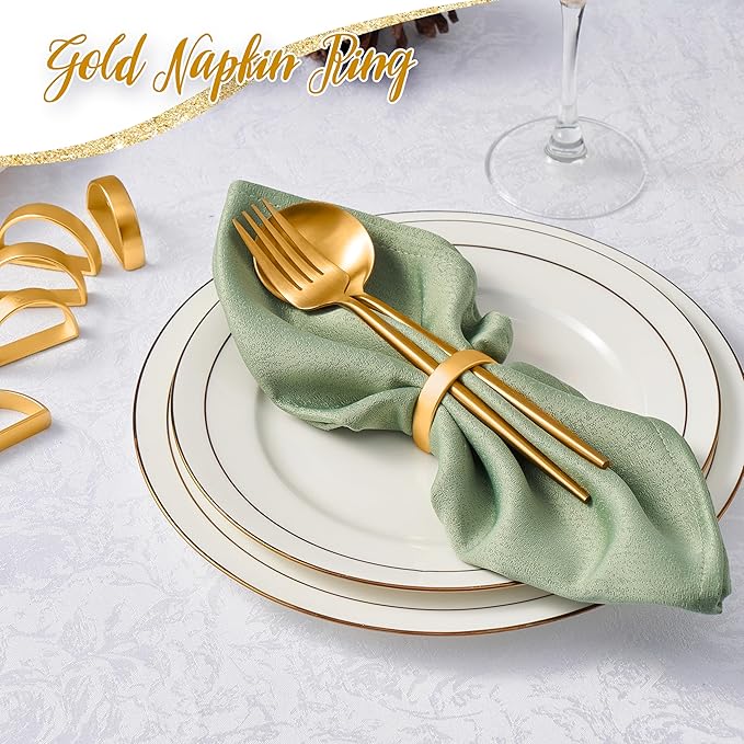 APTWOW Gold Napkin Rings Set of 200, Semicircle Metal Gold Napkin Holder Buckles, Easter Napkins Rings, Napkins Rings for Dinner Table Decor, Wedding, Banquet, Party