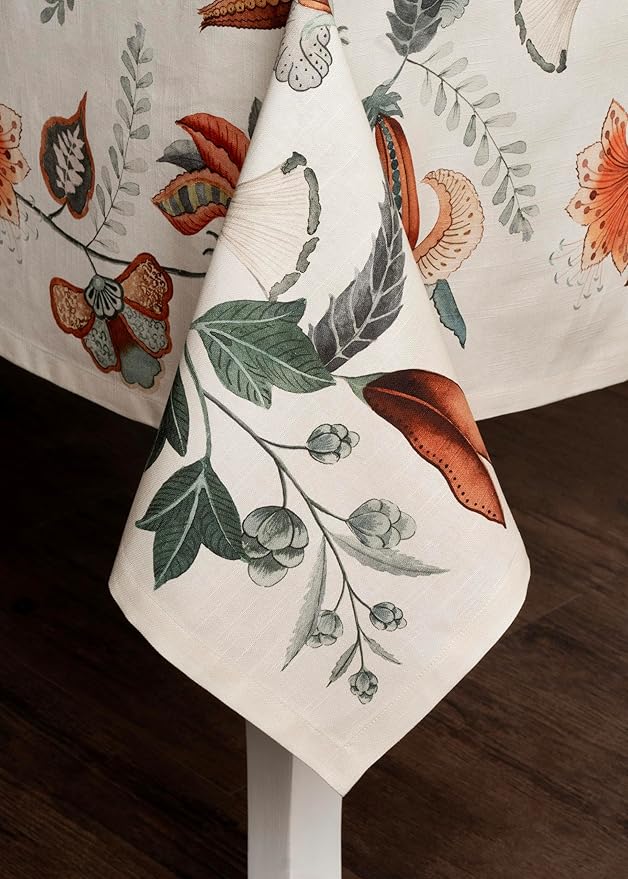 Maison d' Hermine Table Cloth Rectangle Table 100% Cotton 70 x 108 Inches Fall Tablecloth Reusable Everyday Use for Thanksgiving Christmas Decorations Dining Farmhouse Party (Dalida)