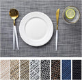 LEXMORE Placemat Set of 4 Vinyl/Plastic Woven Place Mats for Kitchen Table Indoor/Outdoor Washable Placemat Wipeable Dining Table Mats(Dark Gray)