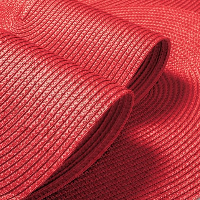 FunWheat Oval Braided Placemats Set of 8 Table Mats for Dining Tables Washable Heat Resistant Place Mats for Indoor Outdoor Use 12 x18 Inch(Oval Red, 8pcs)