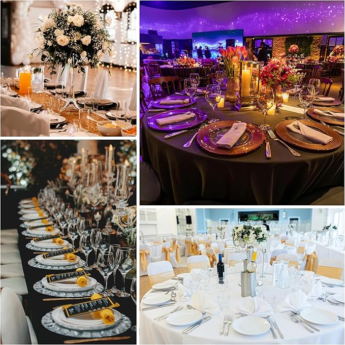 6-Pack 60x60 inch Black Table Cloths, Solid Stain and Wrinkle Resistant Tablecloth, Premium Plain Weave Polyester Fabric Rectangle Table Linen Covers for Hotel, Banquet