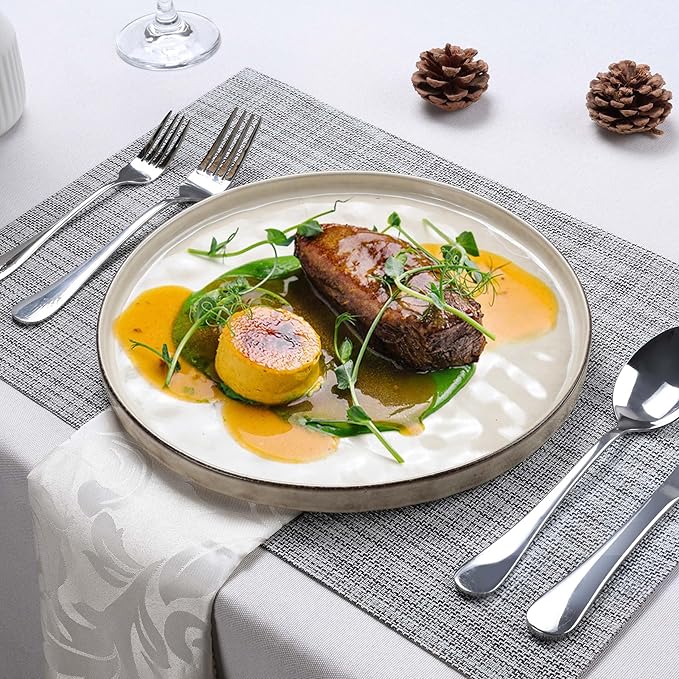 LIANYU 10.2 Inch Dessert Plates Set of 6, Ceramic Dinner Plates Dishes Set for Kitchen, Porcelain Serving Salad Plate, Chip & Scratch Resistant, Microwave, Oven and Dishwasher Safe, Sandy Beige