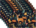 Fantasy Mushroom Forest Placemats Set of 6,Deer Bunny Place Mats Heat Resistant Washable Non-Slip Table Mats for Party Kitchen Dining Decor 12x18 Inch