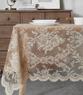 Warm Home Designs 54 x 72 Lace Tablecloth. Gold Linen Rectangle Tablecloth with English Rose Design. Rectangular Dining Table Cover for 6-8 Guests. (LTC Linen 72)