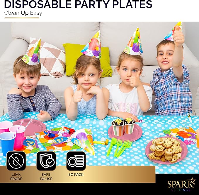 Disposable Paper Plates Pink, 7 Inch Paper Dessert Plates, Strong and Sturdy Disposable Plate for Party, Dinner, Holiday, Picnic, or Travel Party Plate, Pack of 50