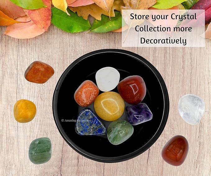 Black Obsidian Crystal Bowl - 3 Inch Decorative Bowls for Room and Home Decor - Gemstone Healing Crystals for Elegant Display, Positive Energy Balance and Gift