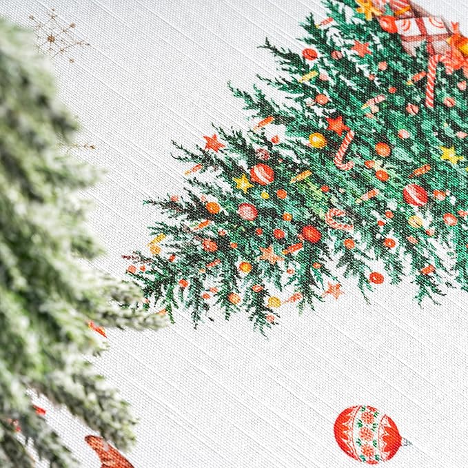 Maison d' Hermine Table Cloth Round Table 100% Cotton 63 Inches Fall Tablecloth Reusable Everyday Use for Thanksgiving Christmas Decorations Dining Farmhouse Party (Chromo)