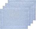 Solino Home Linen Cloth Placemats Set of 4-100% Pure Linen Chambray Blue Placemats 14 x 19 Inch - Athena - Winter, Spring, Easter