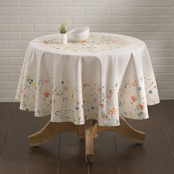 Maison d' Hermine Table Cloth Round Table 100% Cotton 63 Round Inches Tablecloth Reusable Decorative for Dining Room Farmhouse Home Valentines Day Decorations Spring Summer - Colmar