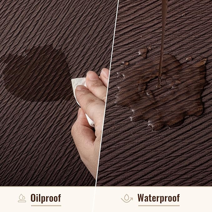 Jovono 15" Faux Leather Big Round Placemats Set of 4 - Washable Heat Resistant Non-Slip Dining Table Mats with Fabric Texture for Kitchen Home Party Decor, Coffee