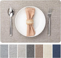 Faux Leather Placemats Set of 6 Vinyl Washable Wipeable Table Mats for Kitchen Dining Table Heat Resistant Waterproof Modern Indoor/Outdoor Placemats Non-Slip Easy Clean Place Mats (Mix Gray)