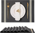 Leetaltree Luxury Black Placemats with Gold Stripes Placemats Set of 4 - Waterproof Washable for Wedding, Anniversary, Daily Use - Sparkling Table Decor - Hand-Cut