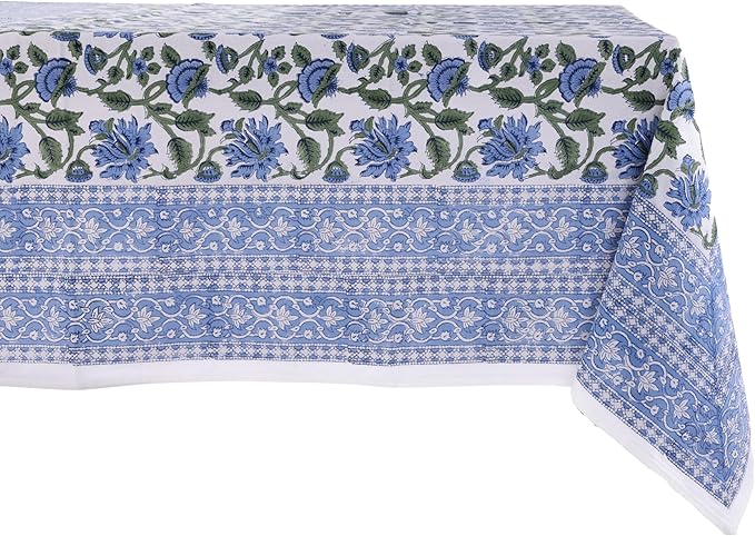 ATOSII Taj 100% Cotton Fall Tablecloth, Handblock Print Rectangle Table Cover for Kitchen Dining Linen I Parties, Thanksgiving, Christmas, Wedding, Table Cloth I 72 X 140 Inches I 12 Seater
