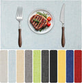 Blue Forest Placemats Set of 6, Dual-Layered Thickened Faux Linen Table Mats Heat Resistant Machine Washable Wrinkle Free Place Mats for Kitchen Dining Outdoor/Indoor (Sky Blue)