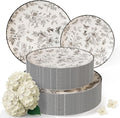 Trendables Disposable Plates For Party Supplies | Black Floral Plastic Plates For Wedding 80 Pcs - 40 X 8 & 40 X 10 Dinner Plate Sets | Floral Plate Set Disposable Plastic Dinnerware Sets