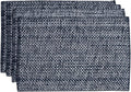 Sweet Home Collection 100% Cotton Placemats for Dining Room Rectangle Two Tone Woven Fabric 13" x 19" Soft Durable Table Mat Set, Set of 6, Navy