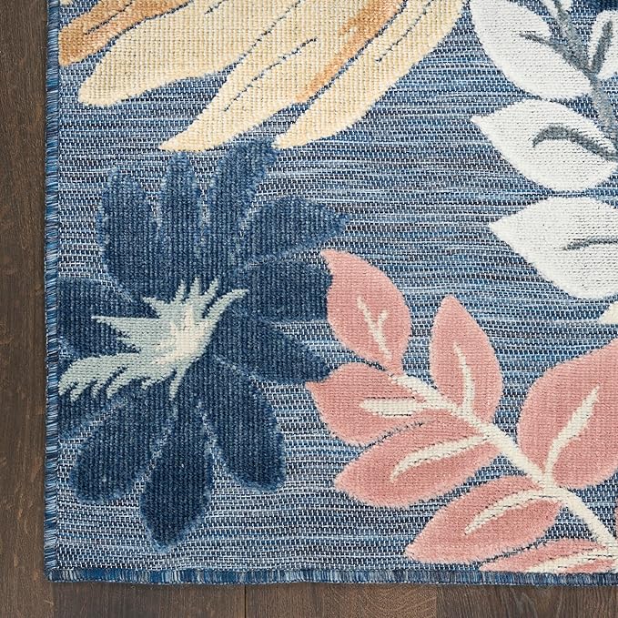 Nourison Home Suncoast Denim Multi 9' x 12' Area Rug - Easy Clean, Non Shedding, Bed Room, Living Room, Dining Room, Kitchen (9' x 12')