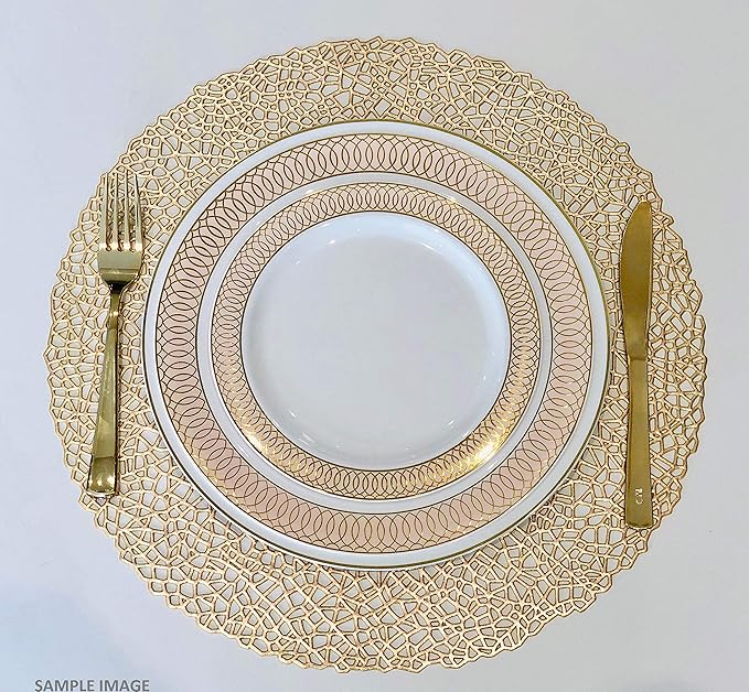 " OCCASIONS " 120 Plates Pack,(60 Guests) Premium Premium Wedding Party Disposable Plastic Plates Set -60 x 10'' Dinner + 60 x 7.5'' Salad/Dessert (Venice Blush and Gold)