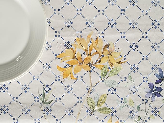 Maison d' Hermine Table Cloth Square Table 100% Cotton 54 x 54 Inches Tablecloth Reusable Decorative for Dining Room Farmhouse Home Valentines Day Decorations Spring Summer - Faience