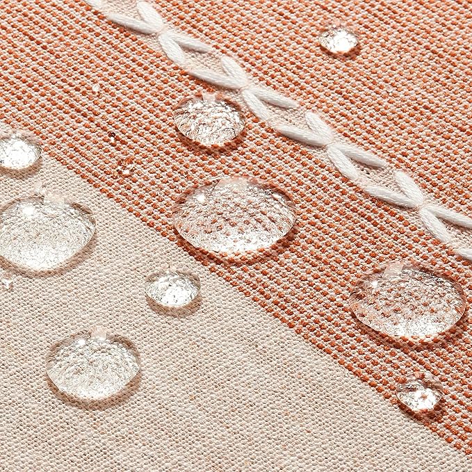 ZeeMart Contrast Linen Table Cloth Square Table Cloths 60x60 Inch Orange, Farmhouse Style Heavy Weight Burnt Orange Fall Tablecloth, Water Resistant Burlap Tablecloths