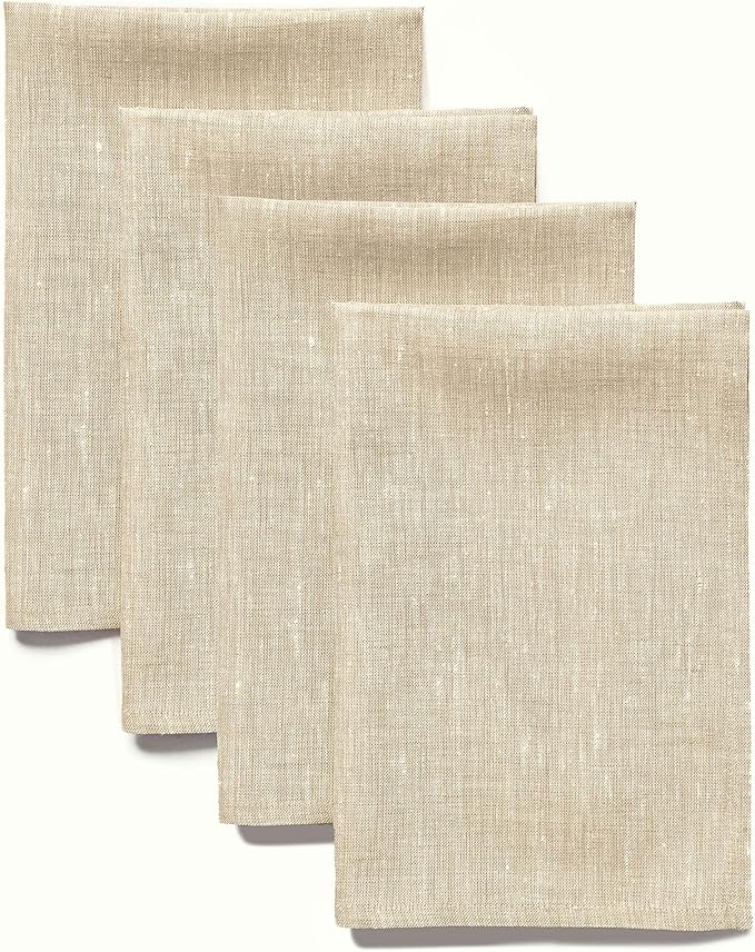 Solino Home Linen Cloth Napkins Set of 4-100% Pure Linen Champagne Beige Dinner Napkins 20 x 20 Inch for Spring, Easter - Athena, Handcrafted and Machine Washable