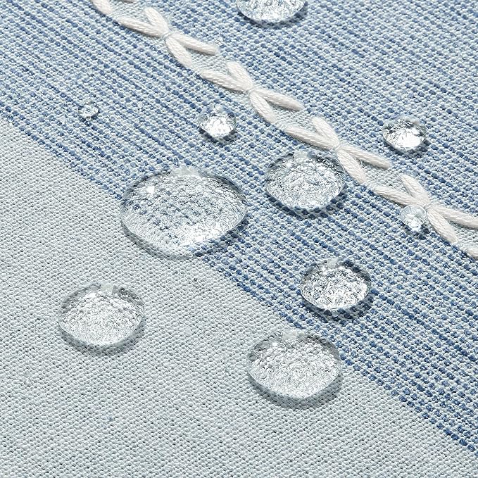 ZeeMart Contrast Linen Table Cloth Rectangle Table Cloths 60x120 Inch Blue, Farmhouse Style Heavy Weight Blue Tablecloth, Water Resistant Burlap Tablecloths