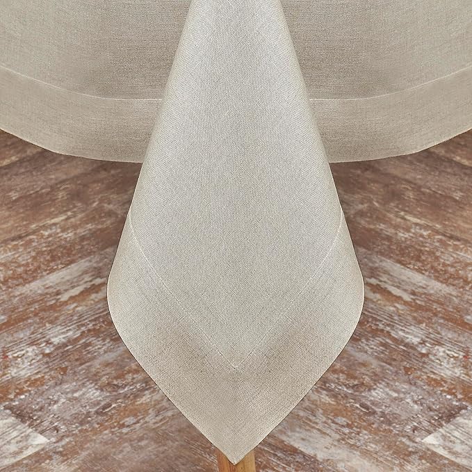 D'Moksha Homes Natural Linen Tablecloth 54 x 72 Inch - 100% Pure Linen Tablecloth for Rectangle Tables - Machine Washable Table Cloth for Valentines, Spring, Easter