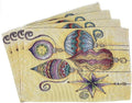 DaDa Bedding Bohemian Ornaments Tapestry Placemats - Set of 4 Festive Christmas Holiday Turkish Star Lights Lanterns - Needle Stitched Cotton Linen Woven Kitchen Dining Table Mats - 13” x 19” (14916)