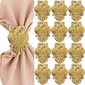 ALPHA Living HOME Metal Napkin Rings Set of 12, Decorative Napkin Holder for Dinner Table Décor, Farmhouse Modern Serviette Rings for Weddings, Receptions, Banquets, Daily Use (Antique Gold)