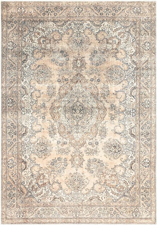 Keen Home Design 4x6 Rug - Machine Washable Area Rug with Non-Slip Backing, Ideal for Living Room, Dining Room, Bedroom - Vintage, Easy Clean, Durable, Low Pile - (4' x 6')