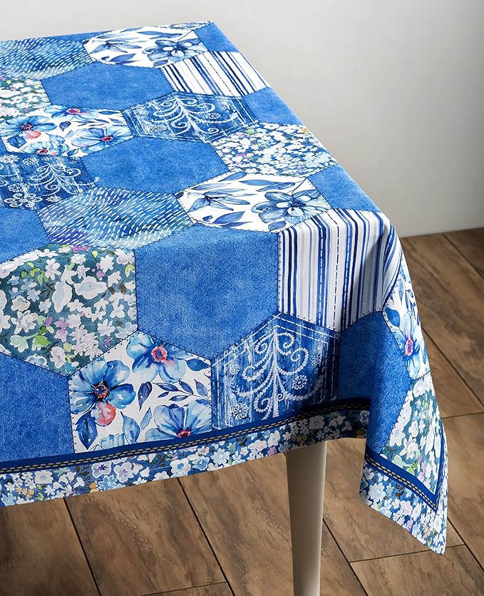 Maison d' Hermine Table Cloth Rectangle Table 100% Cotton 60 x 108 Inches Tablecloth Reusable Decorative for Dining Room Farmhouse Home Valentines Day Decorations Spring Summer - Summer Blues