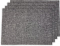 Solino Home Linen Placemats Set of 4-100% Pure Linen Chambray Black Cloth Placemats 14 x 19 Inch for Winter - Athena