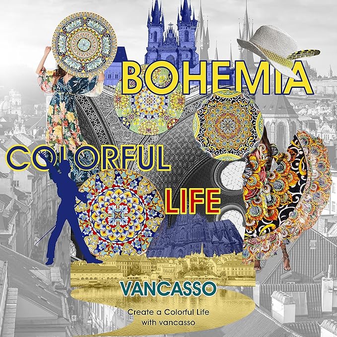vancasso Salad Plates Set of 6-8.5 Inch Ceramic Dessert Plate, Small Dinner Plate Set, Microwave, Oven and Dishwasher Safe, Colorful Bohemian Style Dishes for Kitchen