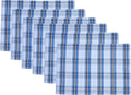 Urban Villa Christmas Placemats Snow Blue Color Checked 100% Cotton Fused Placemats 14''x 20'' Over Sized Set of 6 Use Heavier Quality Christmas Special placemats Quality