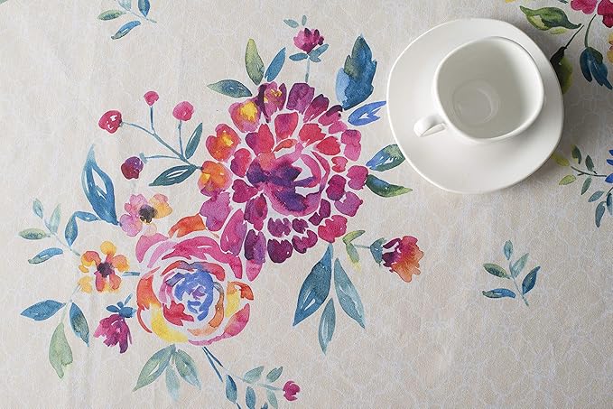 Maison d' Hermine Table Cloth Rectangle Table 100% Cotton 60 x 108 Inches Tablecloth Reusable Decorative for Dining Room Farmhouse Home Valentines Day Decorations Spring Summer - Rose Garden