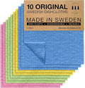 SUPERSCANDI 10 Pack Reusable Cleaning Cloths - 100% Biodegradable & Compostable | Washable Swedish Dishcloth - Food-Safe & Plastic-Free | Kitchen Cloth Suitable for Any Surface, Pink Green Blue