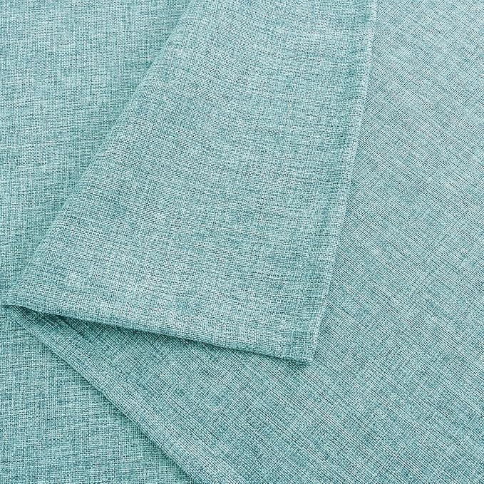 Hiasan 2 Pack Faux Linen Rectangle Tablecloth - Wrinkle and Stain Resistant Washable Table Cloth for Kitchen Dining Room Holiday Table Cover for Party Dinner, Aqua, 60 x 102 Inch