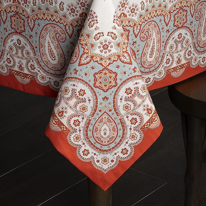 Maison d' Hermine Table Cloth Rectangle Table 100% Cotton 70 x 108 Inches Fall Tablecloth Reusable Everyday Use for Thanksgiving Christmas Decorations Dining Farmhouse Party (Cachemire)