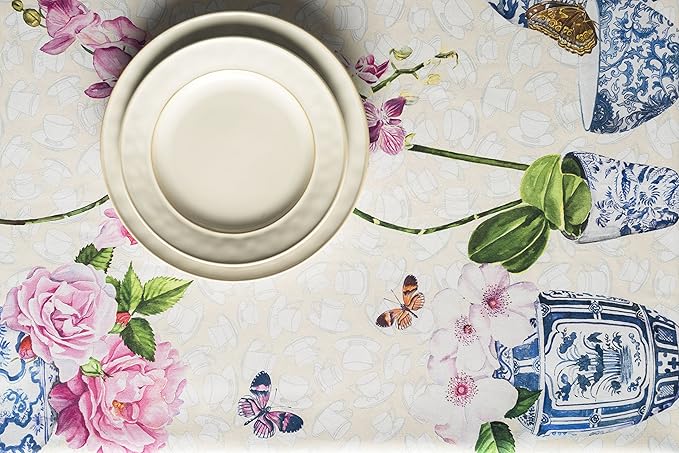 Maison d' Hermine Table Cloth Rectangle Table 100% Cotton 54 x 72 Inches Tablecloth Reusable Decorative for Dining Room Farmhouse Home Valentines Day Decorations Spring Summer - Canton