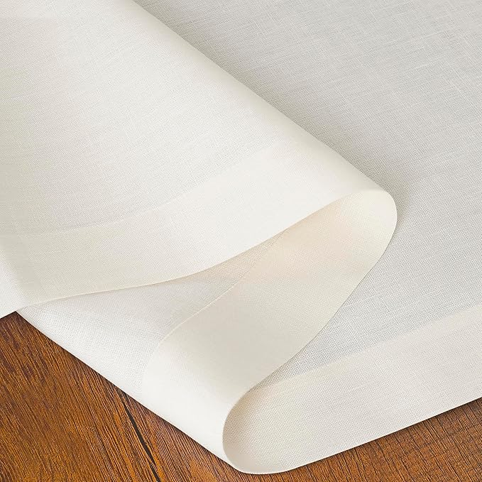 D'Moksha Homes Linen Ivory Table Runner 60 Inches - 100% Pure Linen Short Table Runner 14 x 60 Inch for Coffee Tables, Dresser, Valentines, Spring, Easter - Machine Washable