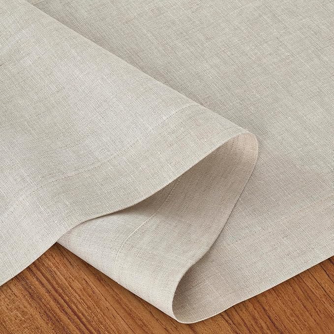 D'Moksha Homes Linen Light Natural Table Runner 132 Inches Long - 100% Pure Linen Extra Long Table Runner 14 x 132 Inch for Valentines, Spring, Easter - Machine Washable